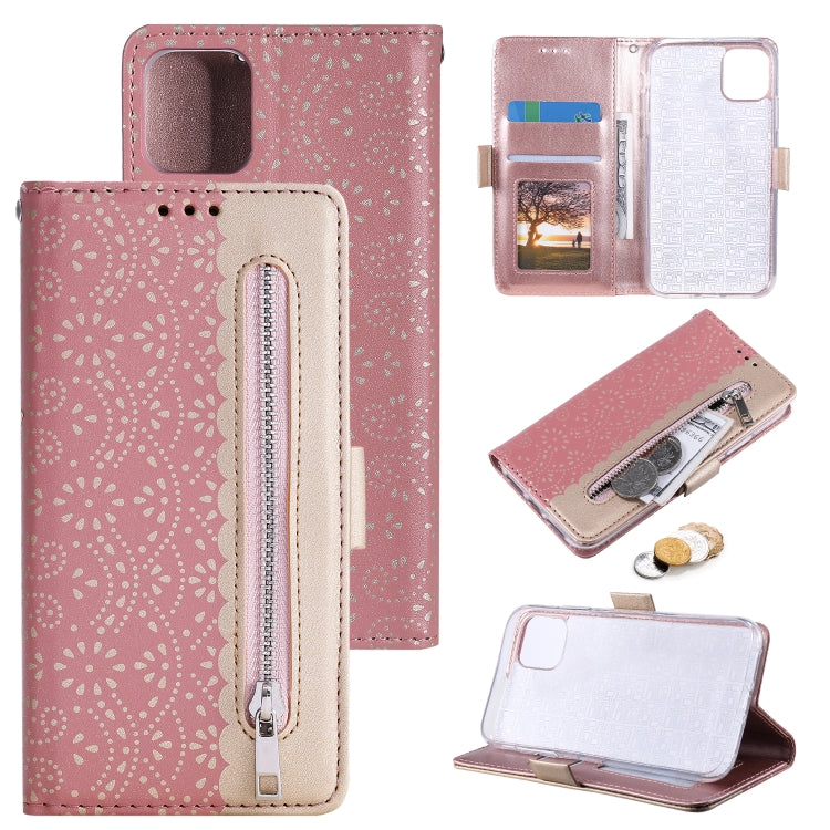 For iPhone 13 mini Lace Pattern Double Button Zipper Horizontal Flip Leather Case with Holder & Card Slots & Wallet