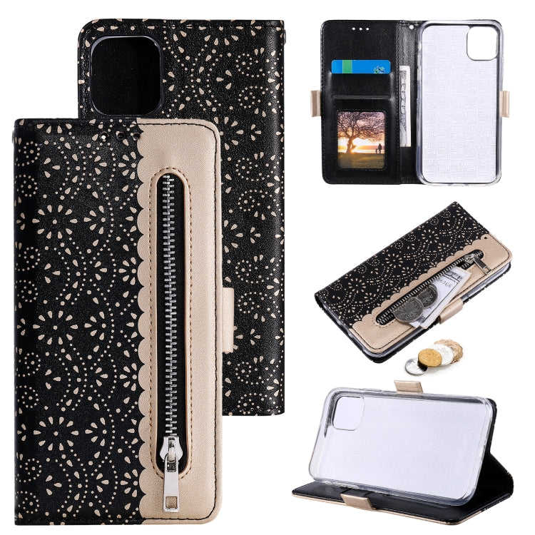 For iPhone 13 mini Lace Pattern Double Button Zipper Horizontal Flip Leather Case with Holder & Card Slots & Wallet