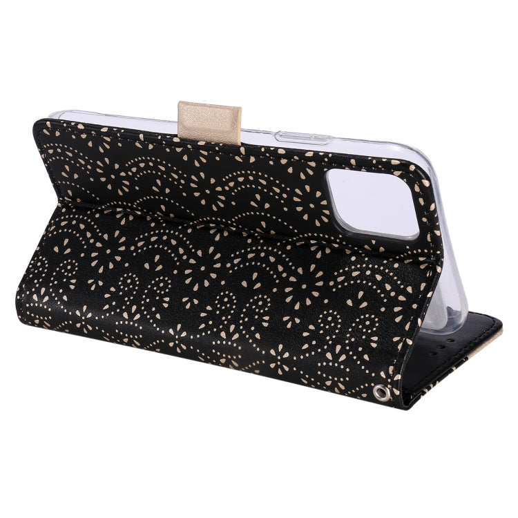 For iPhone 13 mini Lace Pattern Double Button Zipper Horizontal Flip Leather Case with Holder & Card Slots & Wallet