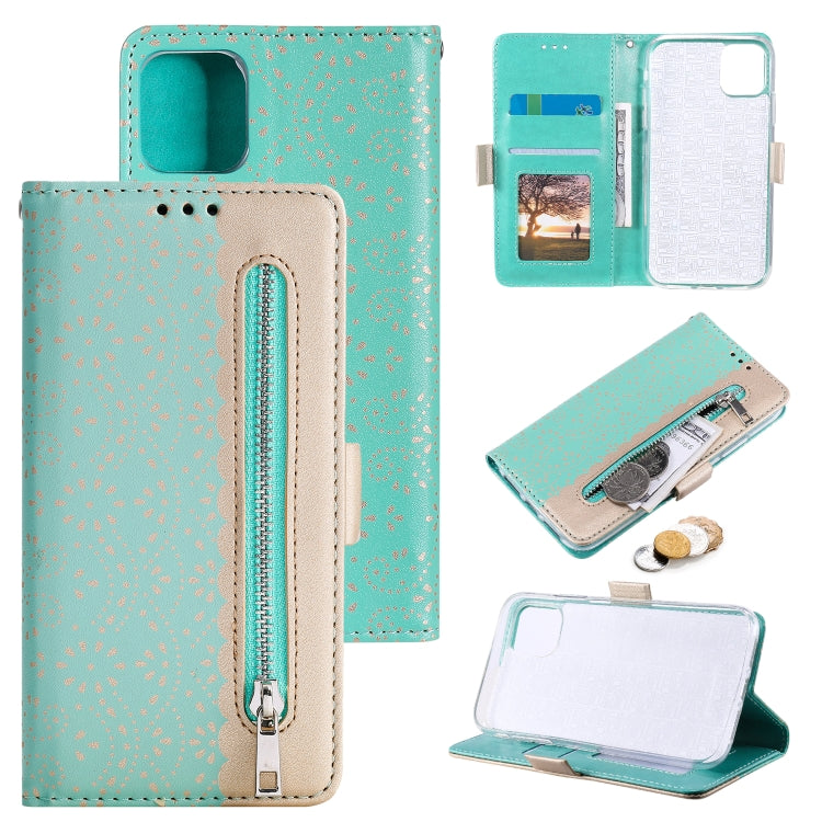 For iPhone 13 mini Lace Pattern Double Button Zipper Horizontal Flip Leather Case with Holder & Card Slots & Wallet
