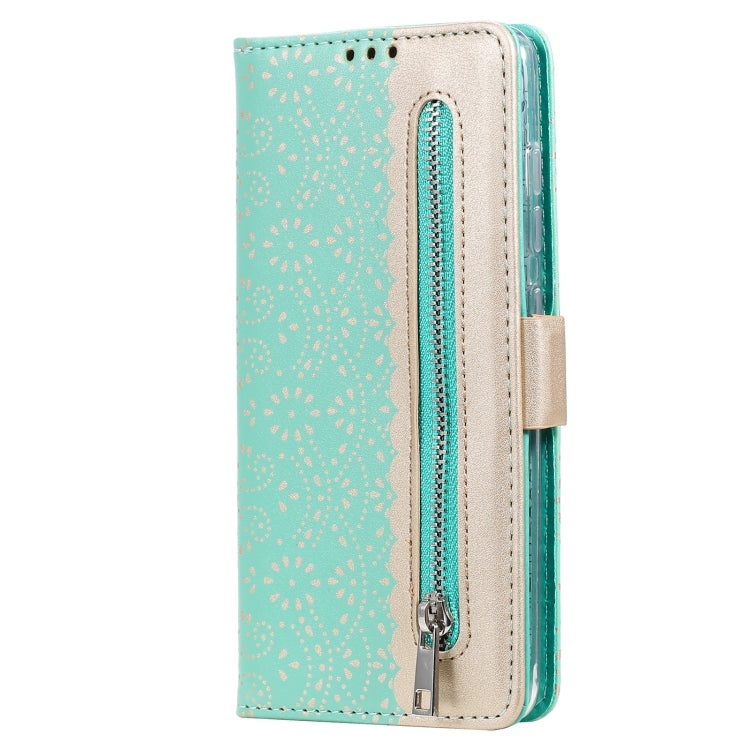 For iPhone 13 mini Lace Pattern Double Button Zipper Horizontal Flip Leather Case with Holder & Card Slots & Wallet