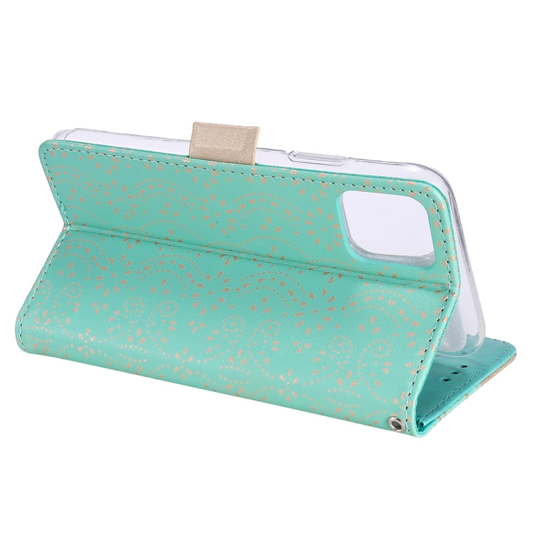 For iPhone 13 mini Lace Pattern Double Button Zipper Horizontal Flip Leather Case with Holder & Card Slots & Wallet