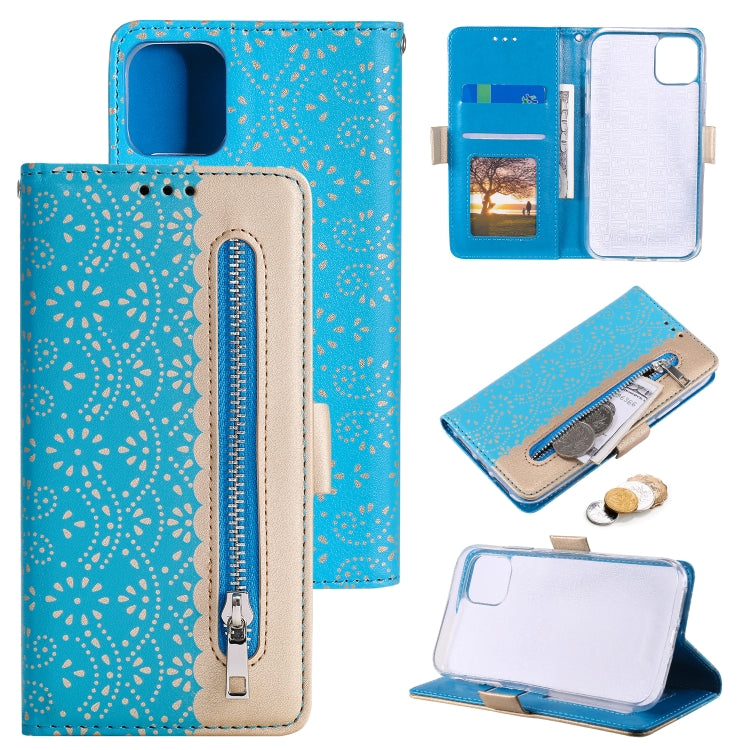 For iPhone 13 mini Lace Pattern Double Button Zipper Horizontal Flip Leather Case with Holder & Card Slots & Wallet