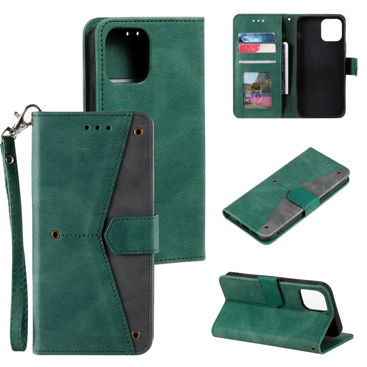 For iPhone 13 Stitching Calf Texture Horizontal Flip Leather Case with Holder & Card Slots & Wallet