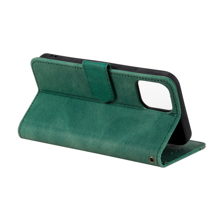 For iPhone 13 Stitching Calf Texture Horizontal Flip Leather Case with Holder & Card Slots & Wallet