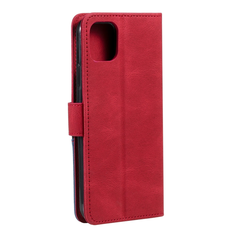 For iPhone 13 Three-color Stitching Calf Texture Horizontal Flip Leather Case with Holder & Card Slots & Wallet