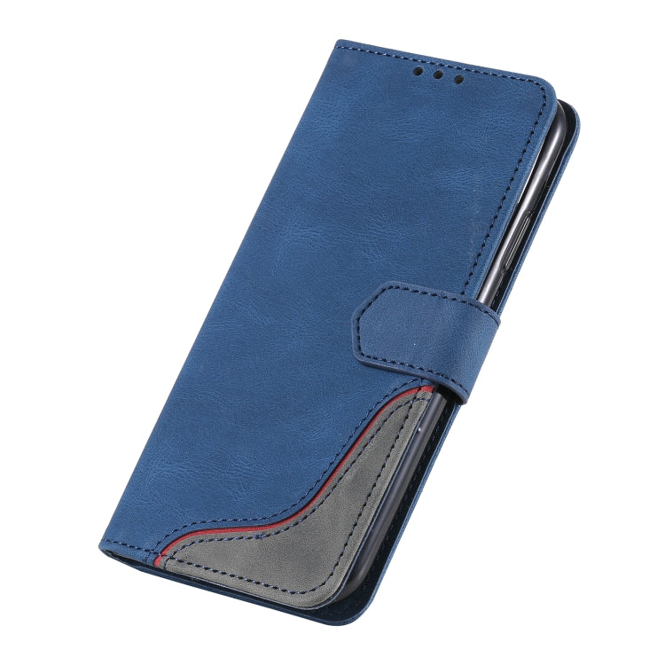 For iPhone 13 Three-color Stitching Calf Texture Horizontal Flip Leather Case with Holder & Card Slots & Wallet
