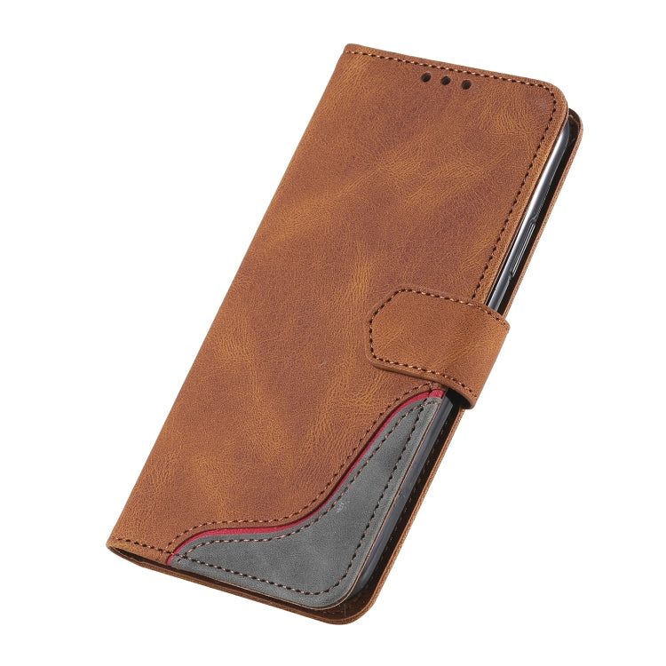 For iPhone 13 Three-color Stitching Calf Texture Horizontal Flip Leather Case with Holder & Card Slots & Wallet