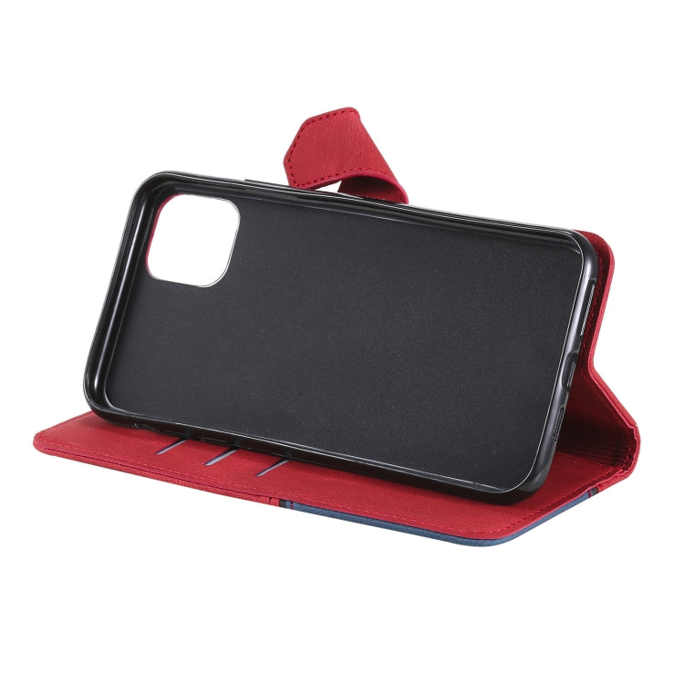For iPhone 13 mini Three-color Stitching Calf Texture Horizontal Flip Leather Case with Holder & Card Slots & Wallet