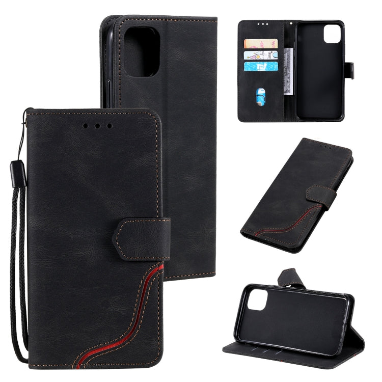 For iPhone 13 mini Three-color Stitching Calf Texture Horizontal Flip Leather Case with Holder & Card Slots & Wallet