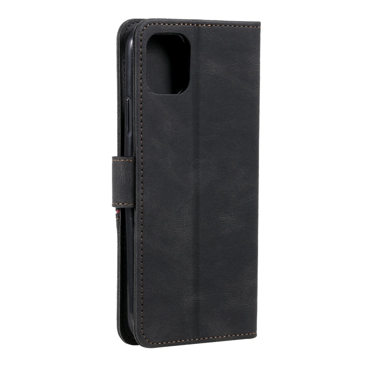 For iPhone 13 mini Three-color Stitching Calf Texture Horizontal Flip Leather Case with Holder & Card Slots & Wallet