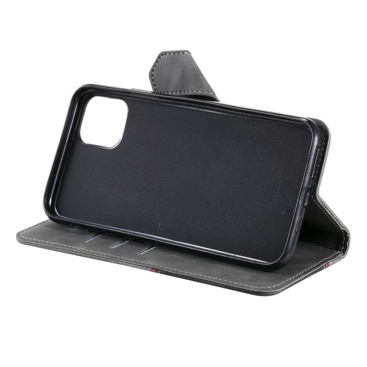 For iPhone 13 mini Three-color Stitching Calf Texture Horizontal Flip Leather Case with Holder & Card Slots & Wallet