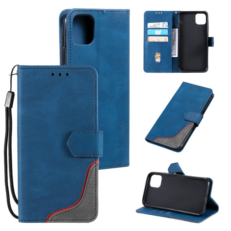 For iPhone 13 mini Three-color Stitching Calf Texture Horizontal Flip Leather Case with Holder & Card Slots & Wallet