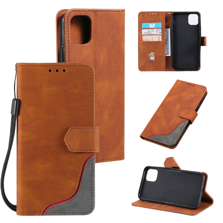 For iPhone 13 mini Three-color Stitching Calf Texture Horizontal Flip Leather Case with Holder & Card Slots & Wallet