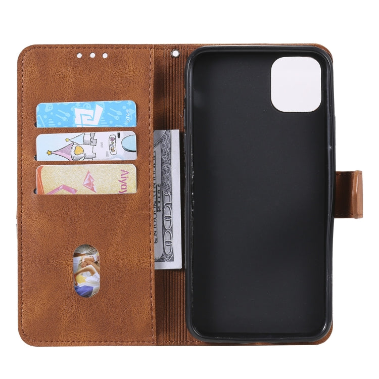 For iPhone 13 mini Three-color Stitching Calf Texture Horizontal Flip Leather Case with Holder & Card Slots & Wallet