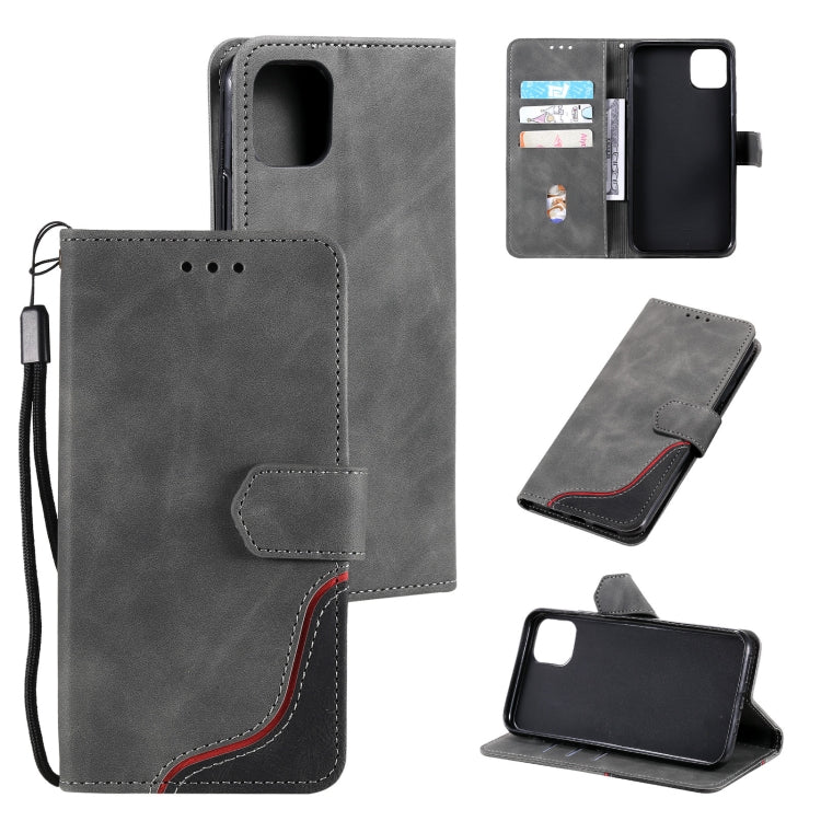 For iPhone 13 Pro Three-color Stitching Calf Texture Horizontal Flip Leather Case with Holder & Card Slots & Wallet