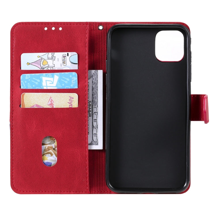 For iPhone 13 Pro Max Three-color Stitching Calf Texture Horizontal Flip Leather Case with Holder & Card Slots & Wallet