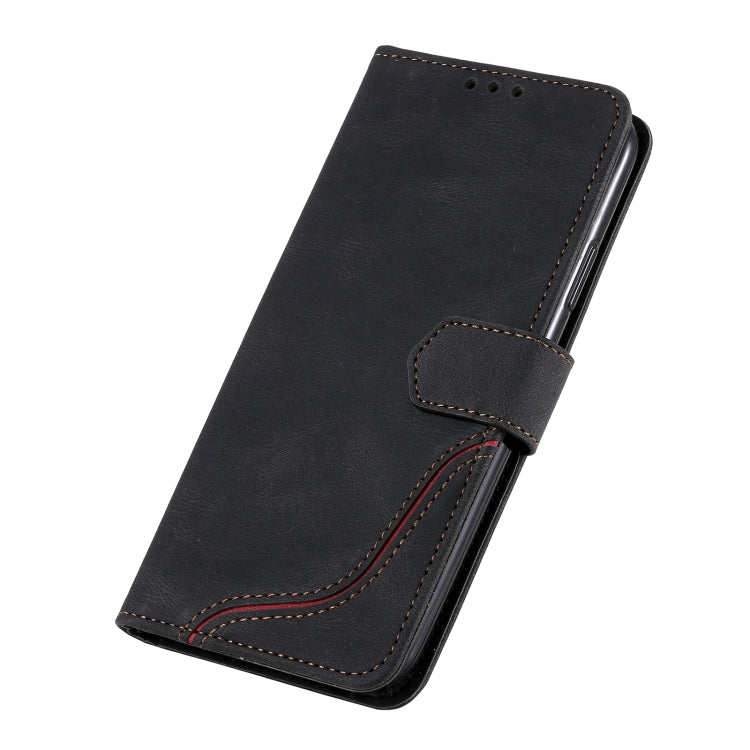 For iPhone 13 Pro Max Three-color Stitching Calf Texture Horizontal Flip Leather Case with Holder & Card Slots & Wallet