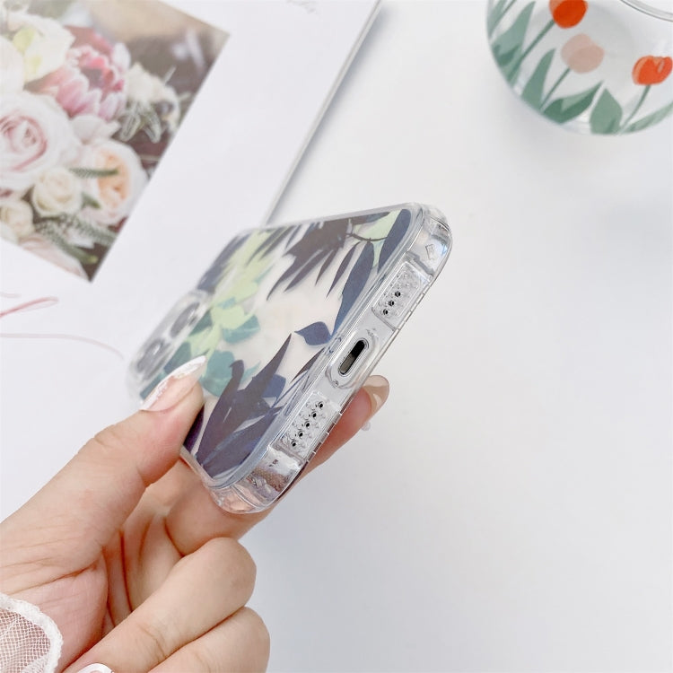 For iPhone 13 mini Painted Flowers TPU Shockproof Case