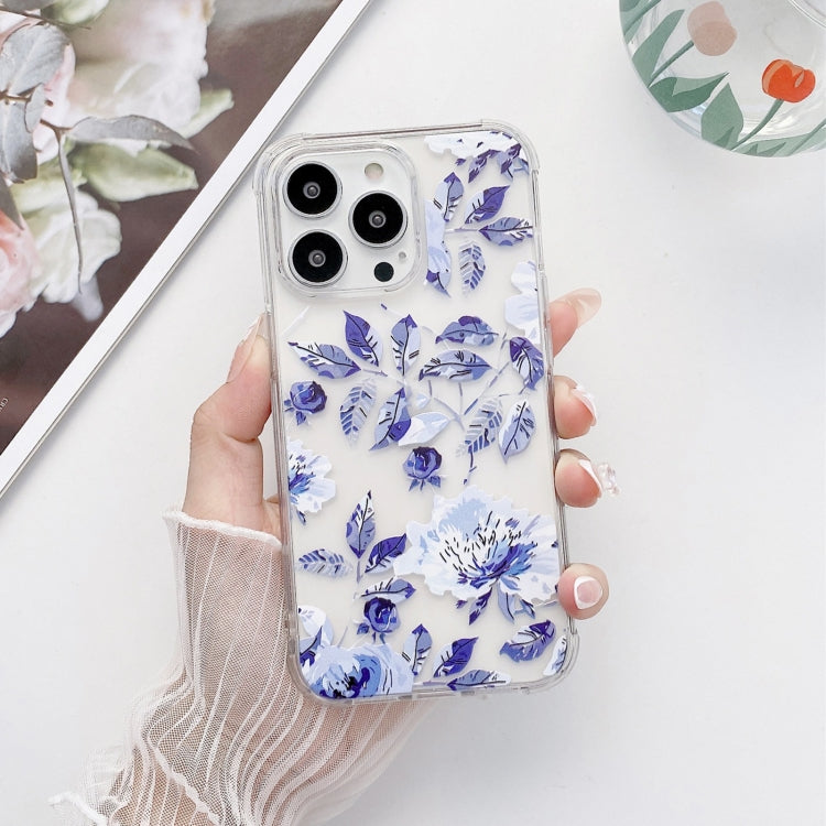 For iPhone 13 Painted Flowers TPU Shockproof Case