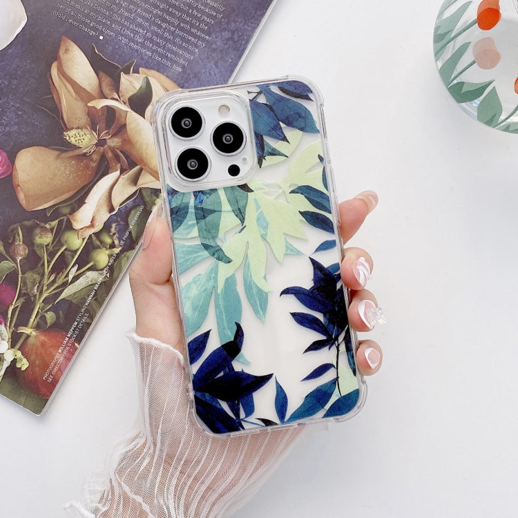 For iPhone 13 Pro Painted Flowers TPU Shockproof Case
