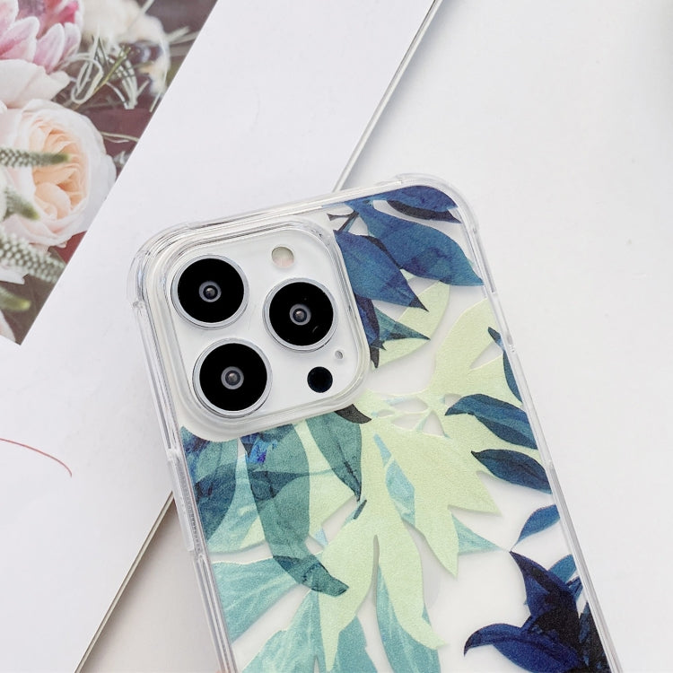 For iPhone 13 Pro Max Painted Flowers TPU Shockproof Case