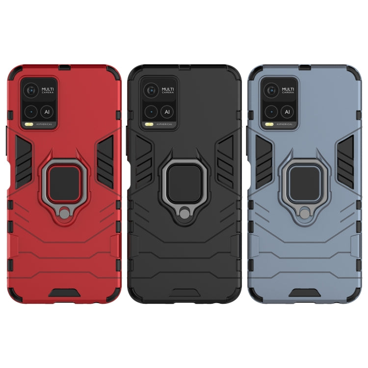 For vivo Y21 Shockproof PC + TPU Protective Case with Magnetic Ring Holder