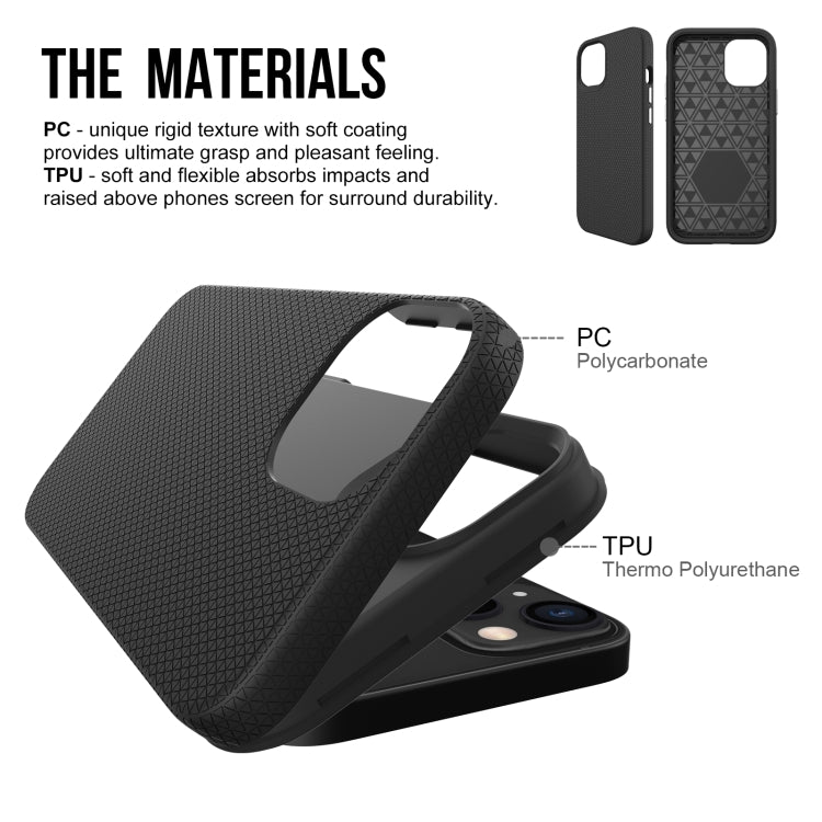 For iPhone 13 Triangle Armor Texture TPU + PC Case