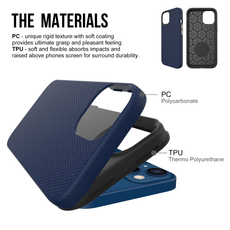 For iPhone 13 Triangle Armor Texture TPU + PC Case