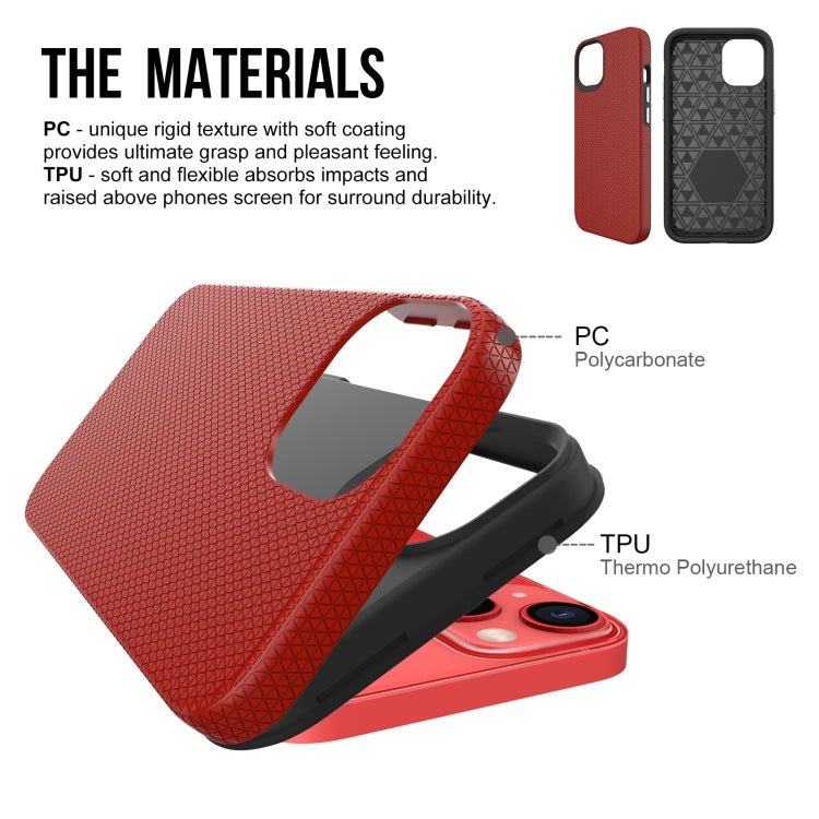 For iPhone 13 Triangle Armor Texture TPU + PC Case