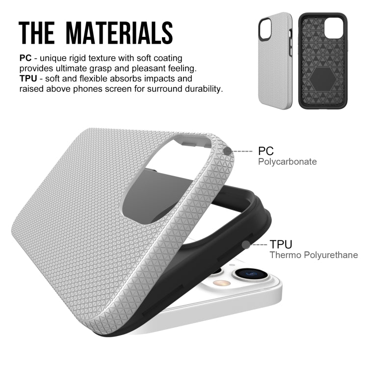 For iPhone 13 Triangle Armor Texture TPU + PC Case