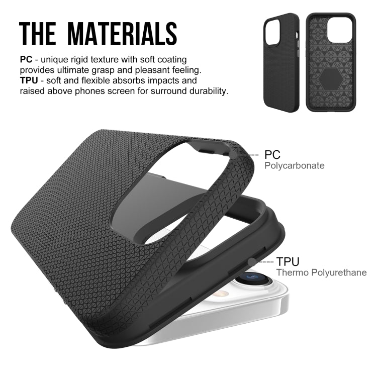 For iPhone 13 Pro Max Triangle Armor Texture TPU + PC Case