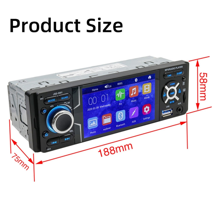 JSD-3001 HD 4 inch Car Stereo Radio MP5 Player Audio Player FM Bluetooth USB / TF AUX