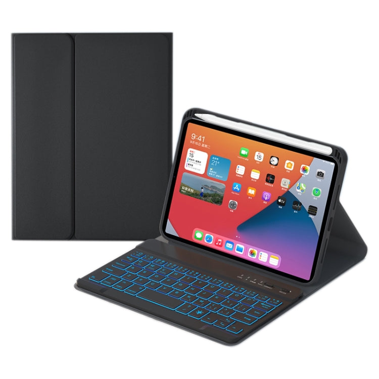 HK006D Square Keys Detachable Bluetooth Solid Color Keyboard Leather Tablet Case with Colorful Backlight & Holder for iPad mini 6