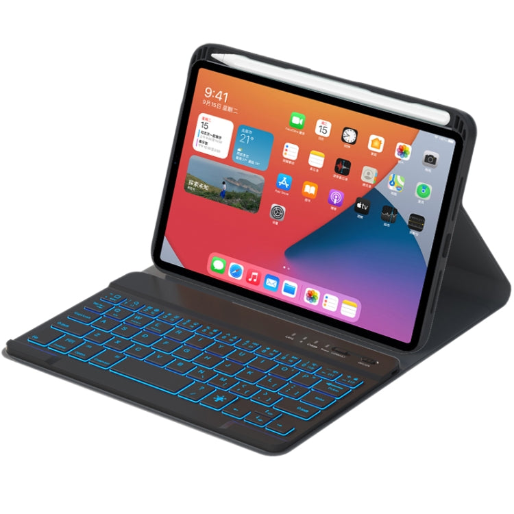 HK006D Square Keys Detachable Bluetooth Solid Color Keyboard Leather Tablet Case with Colorful Backlight & Holder for iPad mini 6