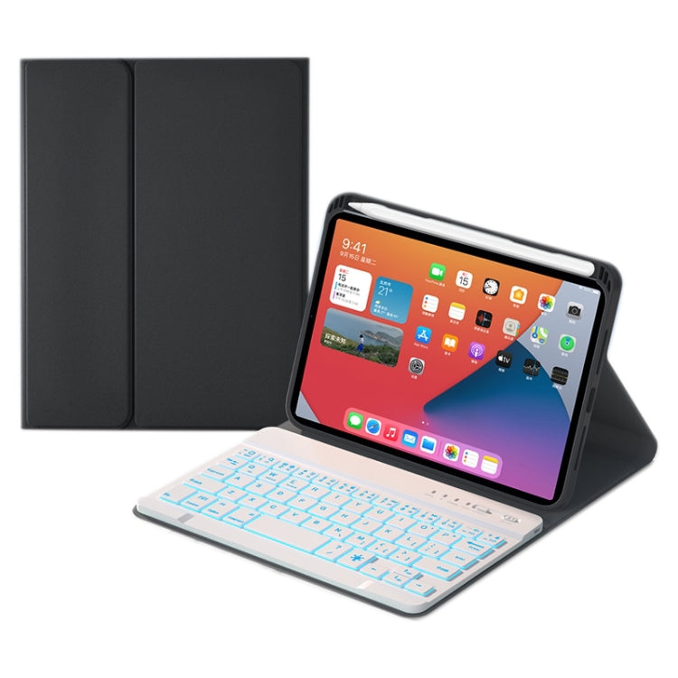 HK006D Square Keys Detachable Bluetooth Solid Color Keyboard Leather Tablet Case with Colorful Backlight & Holder for iPad mini 6
