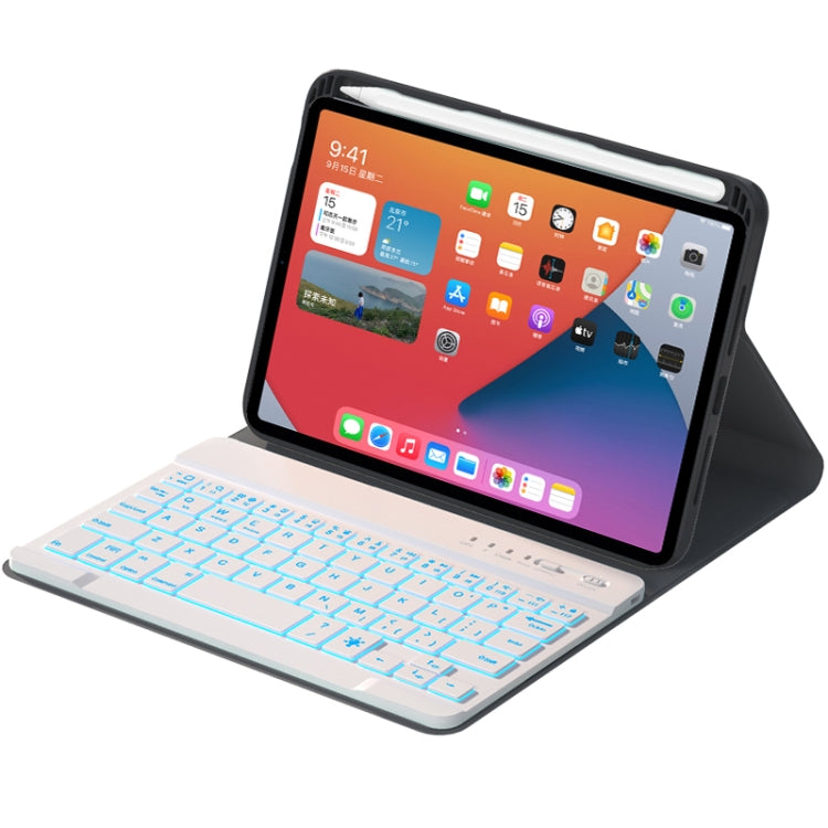 HK006D Square Keys Detachable Bluetooth Solid Color Keyboard Leather Tablet Case with Colorful Backlight & Holder for iPad mini 6