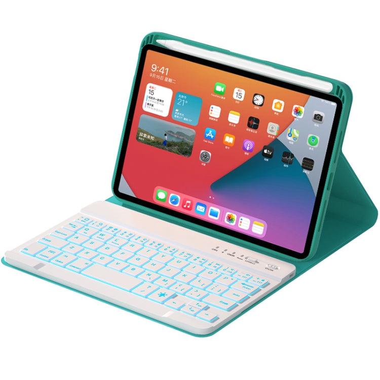 HK006D Square Keys Detachable Bluetooth Solid Color Keyboard Leather Tablet Case with Colorful Backlight & Holder for iPad mini 6
