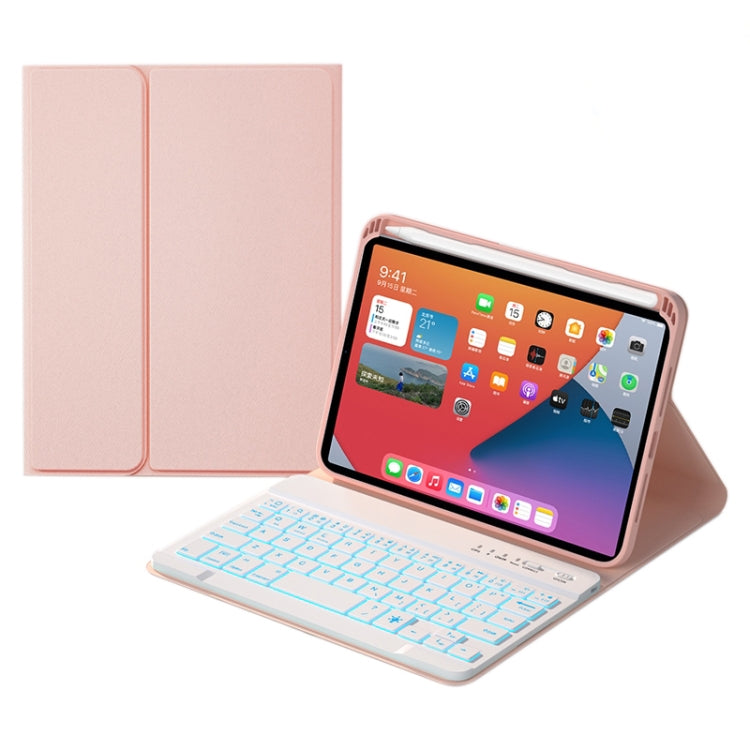 HK006D Square Keys Detachable Bluetooth Solid Color Keyboard Leather Tablet Case with Colorful Backlight & Holder for iPad mini 6