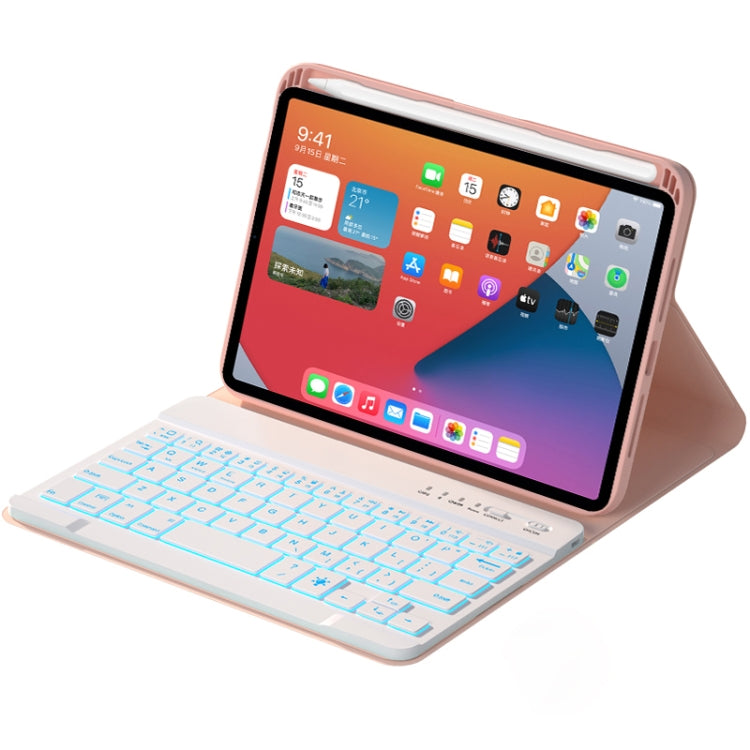 HK006D Square Keys Detachable Bluetooth Solid Color Keyboard Leather Tablet Case with Colorful Backlight & Holder for iPad mini 6