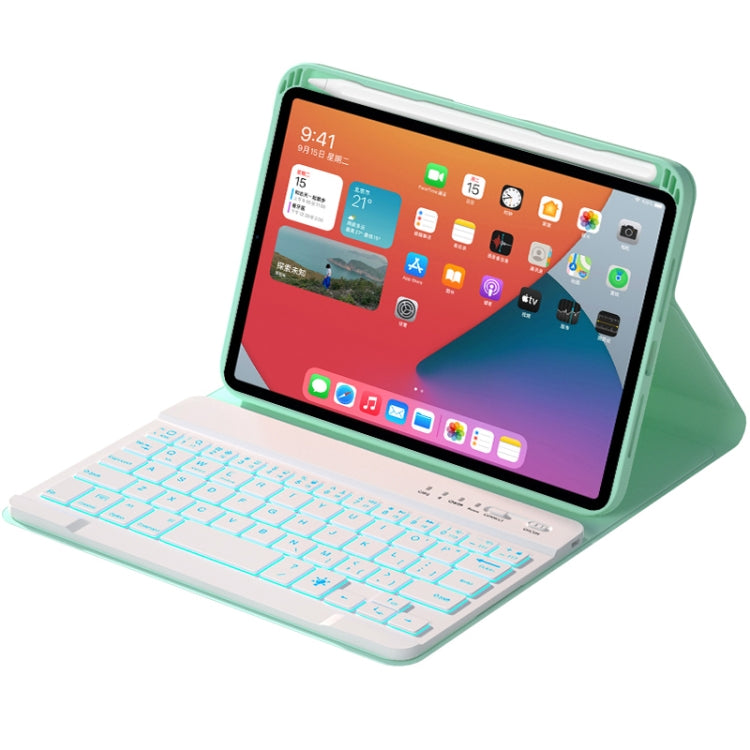 HK006D Square Keys Detachable Bluetooth Solid Color Keyboard Leather Tablet Case with Colorful Backlight & Holder for iPad mini 6