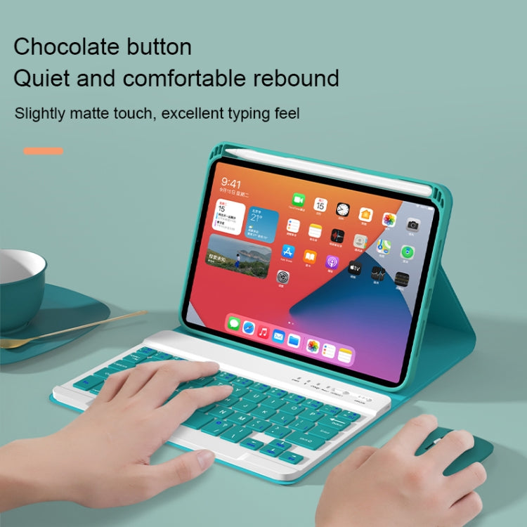 HK006D Square Keys Detachable Bluetooth Solid Color Keyboard Leather Tablet Case with Colorful Backlight & Holder for iPad mini 6