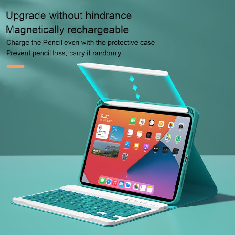 HK006D Square Keys Detachable Bluetooth Solid Color Keyboard Leather Tablet Case with Colorful Backlight & Holder for iPad mini 6
