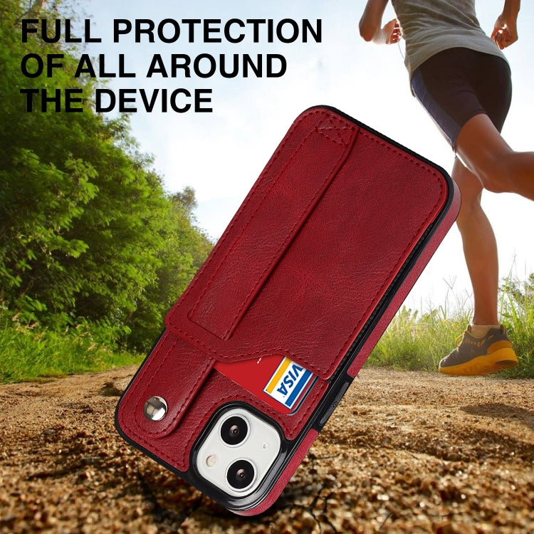 For iPhone 13 mini Crazy Horse Texture Shockproof TPU + PU Leather Case with Card Slot & Wrist Strap Holder