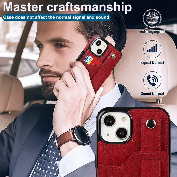 For iPhone 13 mini Crazy Horse Texture Shockproof TPU + PU Leather Case with Card Slot & Wrist Strap Holder