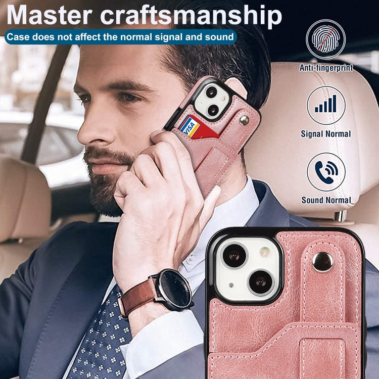 For iPhone 13 mini Crazy Horse Texture Shockproof TPU + PU Leather Case with Card Slot & Wrist Strap Holder
