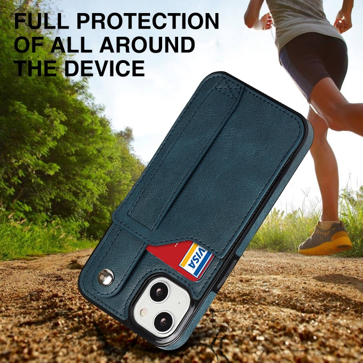 For iPhone 13 mini Crazy Horse Texture Shockproof TPU + PU Leather Case with Card Slot & Wrist Strap Holder