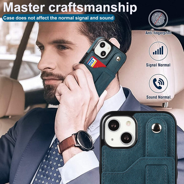 For iPhone 13 mini Crazy Horse Texture Shockproof TPU + PU Leather Case with Card Slot & Wrist Strap Holder
