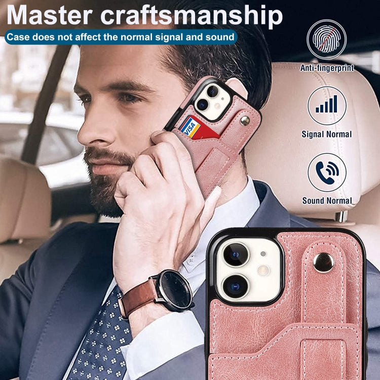 For iPhone 12 mini Crazy Horse Texture Shockproof TPU + PU Leather Case with Card Slot & Wrist Strap Holder