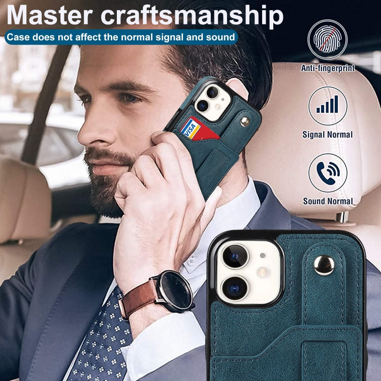 For iPhone 12 mini Crazy Horse Texture Shockproof TPU + PU Leather Case with Card Slot & Wrist Strap Holder